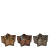 Theelicht houder ster bruin d.bruin d.grijs 3 assorti - h4xd9cm