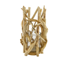 Lantern historic wood with glass 24x24x38cm Bleached
