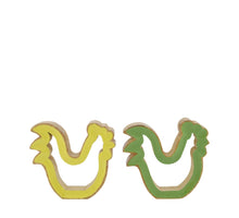 Figurine chicken mango wood 18x3.5x16.5cm Green/Yellow mixed