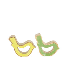 Figurine bird mango wood 10x2.5x7cm Green/Yellow mixed