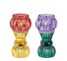 Kandelaar groen geel 2 assorti - h13xd7cm