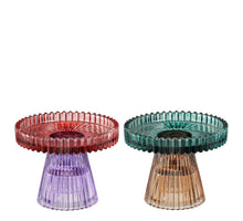 Kandelaar groen paars 2 assorti - h7,5xd10cm