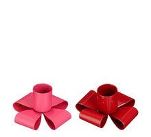 Kandelaar strik rood roze 2 assorti - h3xd7cm