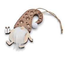 Wooden gnome 'Nifi' hanger brown 7,5cm