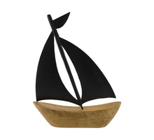 Boat-shaped mango wood with metal 38x5x48cm Natural/Black