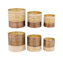 Set/2 Tealight holder metal 12x12x12cm 2 mixed Pink/Gold