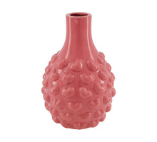 Vase hearts ceramic 18.5x18.5x27cm Dark pink
