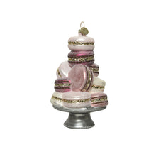 Ornament macarons glas champagne glitter 8x8x14cm