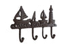 Wall hook "Port" 4 hooks old brown metal 25.5x16.5x4cm
