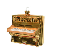 Hanger glas Piano goud glitter 5x10x9,4cm