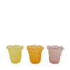 Glass candle holder 11x11x11cm, mixed pastel colors