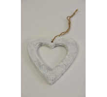 Heart hanging cement white L14.5W13.5H1cm