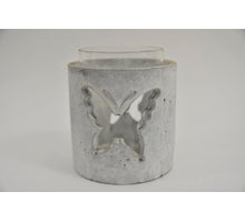 Candle hldr. w/butterfly white D11.5H11.5cm