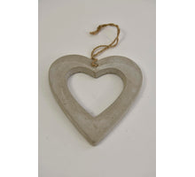 Heart hanging cement lgt grey L14.5W13.5H1cm