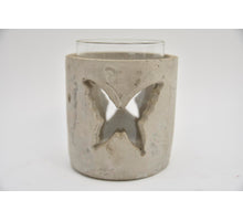 Candle hldr. w/butterfly lgt grey D11.5H11.5cm