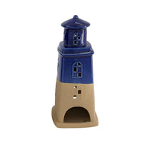 Tealight holder lighthouse ceramic 13x12.7x29.8cm Blue