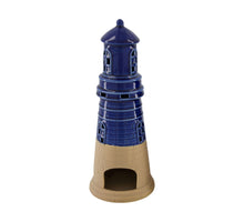 Tealight holder lighthouse ceramic 15x15x37cm Blue