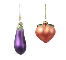 Anhänger Pfirsich/Aubergine Glas 2er Set 5,6x6x6,6cm