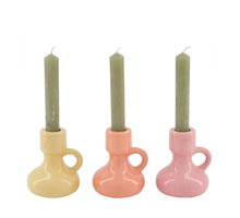Dinnercandle holder ceramic 8.5x8.5x10cm 3 Mixed