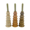 Dinnercandle holder ceramic 9x9x22cm 3 mixed