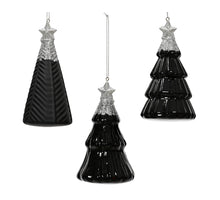 Hängebaum aus Glas, 3er-Set, H12,6cm, schwarz