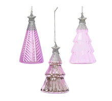 Hängebaum aus Glas, 3er-Set, H12,6cm, frisches Lila