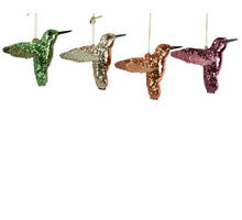 Vogel glas shiny with glitter, sequins 4col ass assortie L.10cm x W.4.8cm x H.8.7cm