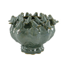 Planter round ceramic 23x23x18cm Green