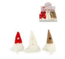 Figurine gnome star fabric 7x7x15cm 3 mixed Red/White