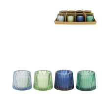 Candle sandalwood scent wax with glass 8x8x7cm 4 mixed