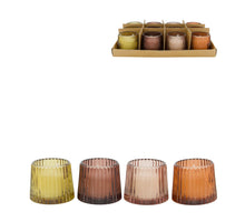 Candle vanilla scent wax with glass 8x8x7cm 4 mixed