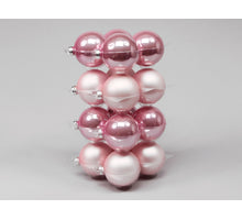 cb. 16 glasballen/cap powder pink combi 80mm