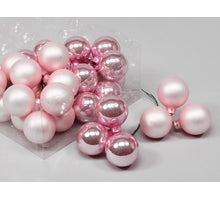 cb. 36 glasballen/wire powder pink combi 40mm