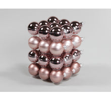 cb. 36 glasballen/cap smokey rose 57 mm