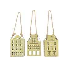 Hanger house metal 6x6x10cm 3 mixed Gold