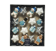 Box a 16 Figurine glass mix blue L19 W18.50 H5.50cm