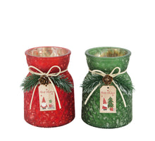 Bottle glass 10x13.5cm 2 mixed Red/Green
