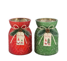 Bottle glass 12x16cm 2 mixed Red/Green