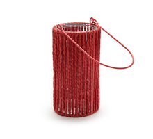 Lantaarn rond 'Lumière' koraalrood Ø11x20,5cm