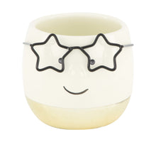 Planter face with glasses ceramic 7.5x7.5x6.5cm Gold