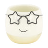 Planter face with glasses ceramic 7.5x7.5x6.5cm Gold