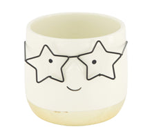 Planter face with glasses ceramic 11.8x11.8x10.5cm Gold