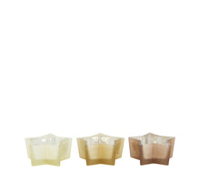 Tealight holder star glass 8.5x8.5x4cm 3 Mixed brown