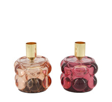 Dinnercandle holder with led glass 8.5x8.5x10.5cm 2 Mixed pink
