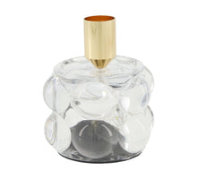 Dinnercandle holder with led glass 8.5x8.5x10.5cm Transparent