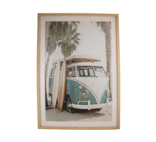 Wall art van with surfboard paper with glass 70x4x100cm Multi