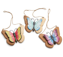 Pendant butterfly 'Yara' wood 3 assorted ±18x13cm