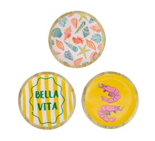 Plate round polyresin 19.5x19.5x1.3cm 3 mixed Yellow mix