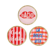 Plate round polyresin 19.5x19.5x1.3cm 3 mixed Pink/Red