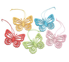 Zahra' wooden butterfly pendant, 5 assorted 10cm - per 4 pieces